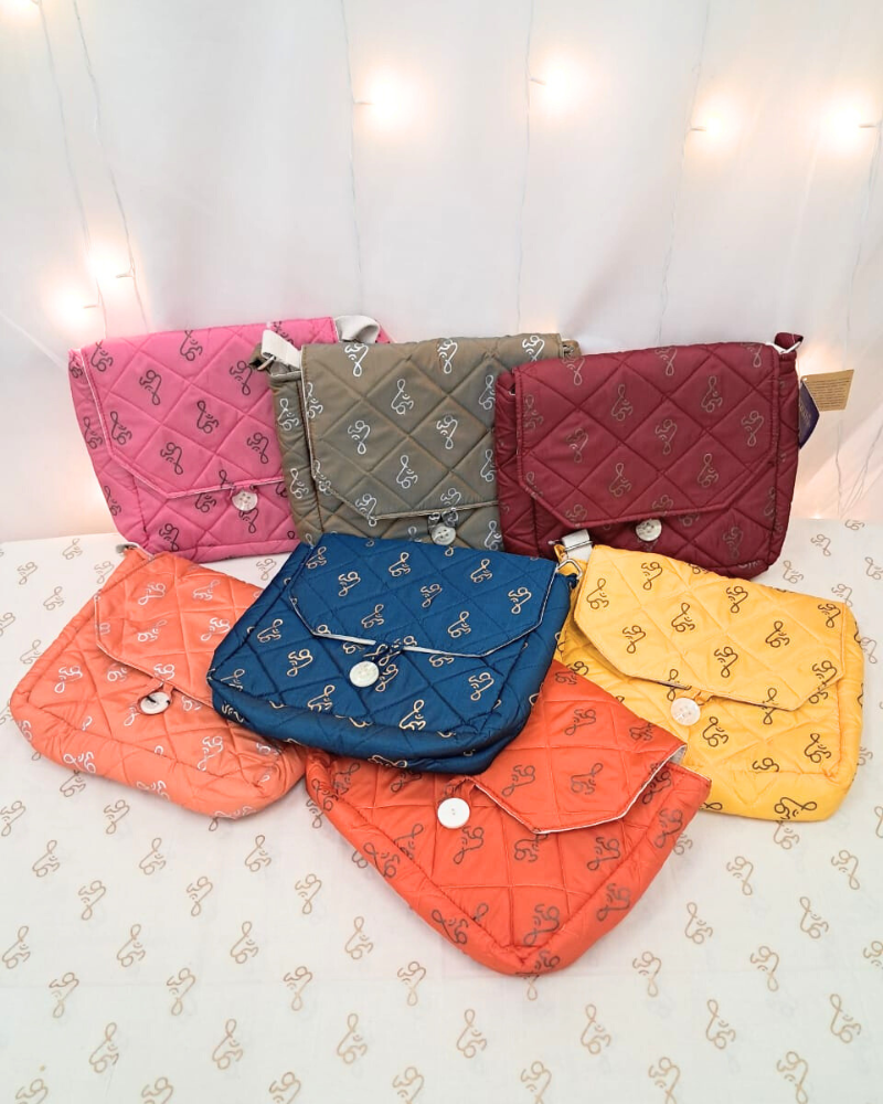 Bag: Silk Om Print In Assorted Colours - Messenger Bag