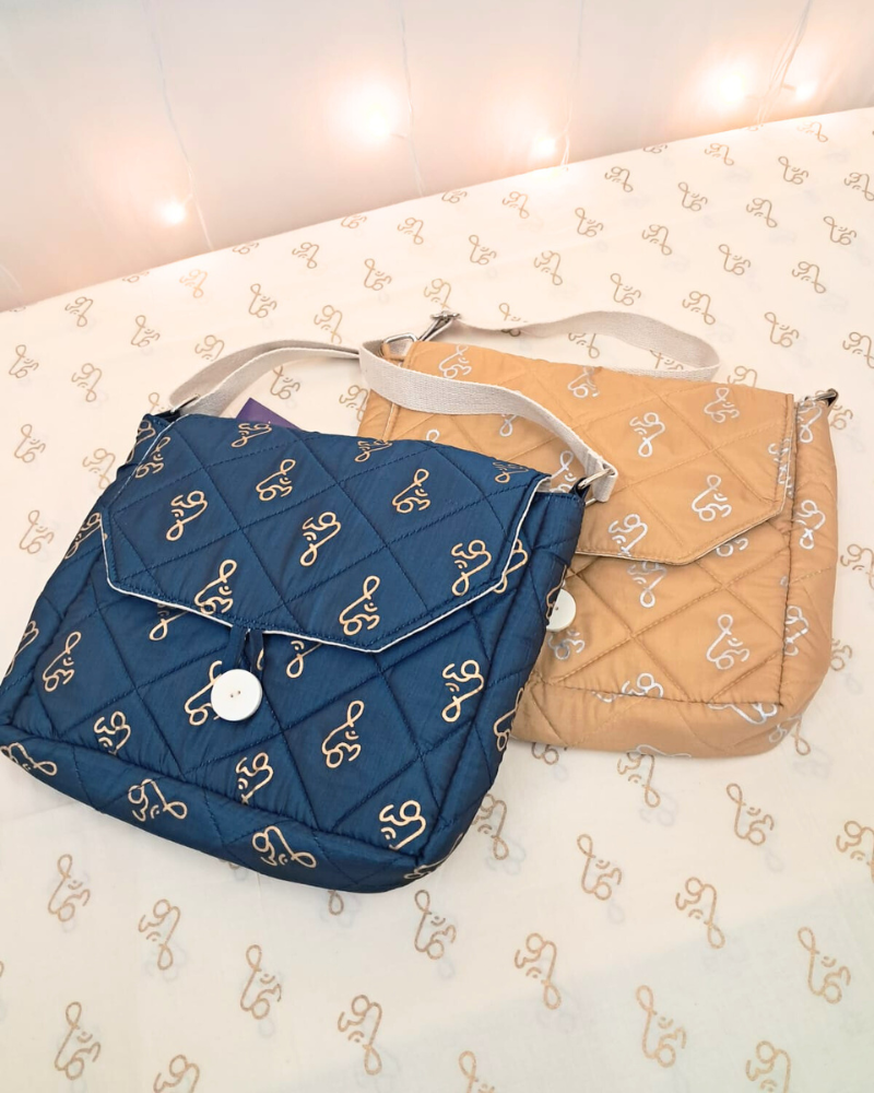 Bag: Silk Om Print In Assorted Colours - Messenger Bag