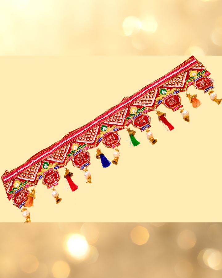 Embroidered ‚ÄúShree Ganeshaya Namah‚Äù Toran with Kalash Motifs (Door Hanging D√©cor)