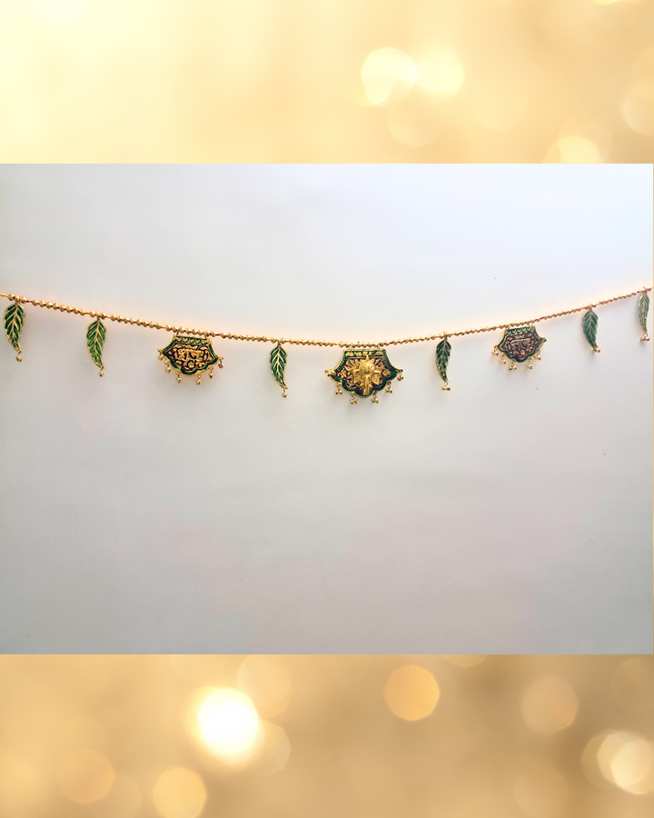 Decorative Metal Toran with Ganesha Motif and Enamel Accents (Door Hanging D√©cor)