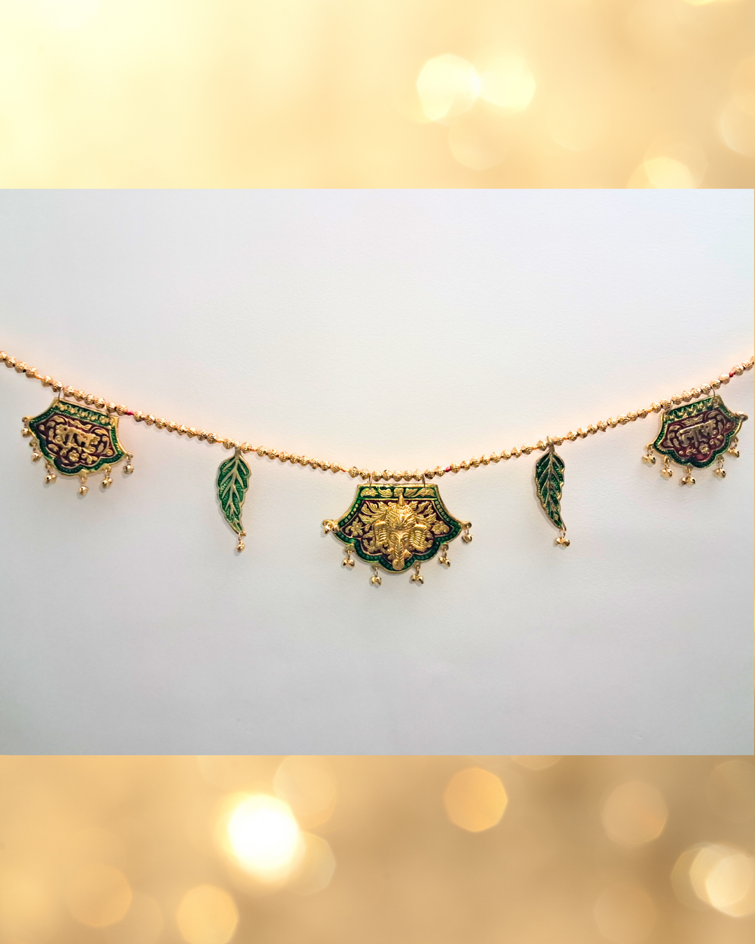 Decorative Metal Toran with Ganesha Motif and Enamel Accents (Door Hanging D√©cor)