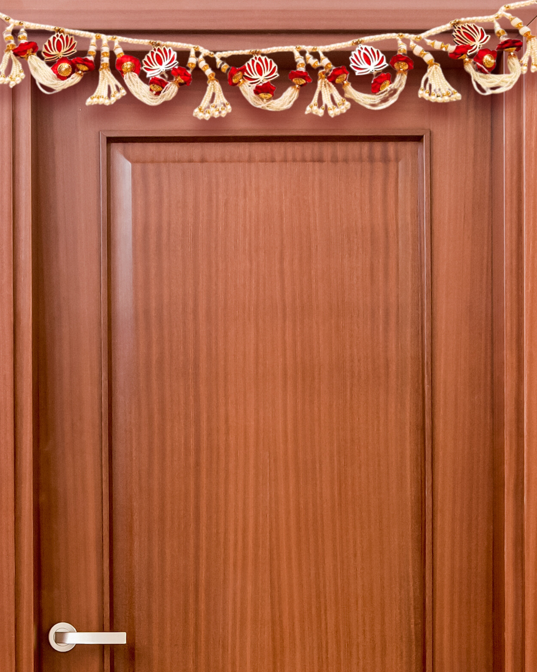Lotus Toran with Ivoryand Gold Beads (Door Hanging D√©cor)