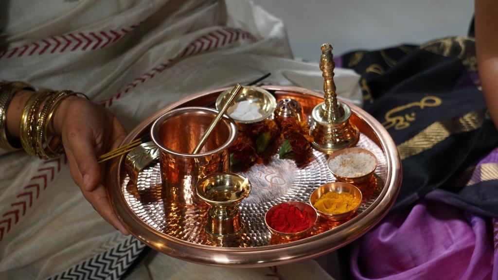 Copper Puja Thali Set with Essentials (Set Of 10)