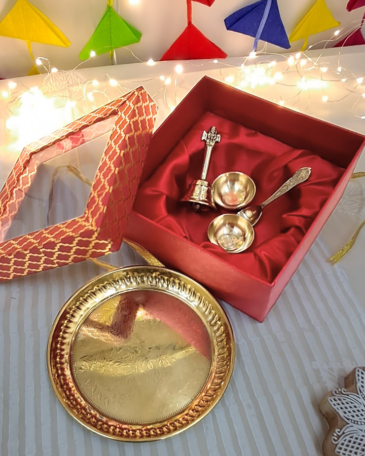 Pavitra Gift Box ‚Äì Brass Puja Thali Set