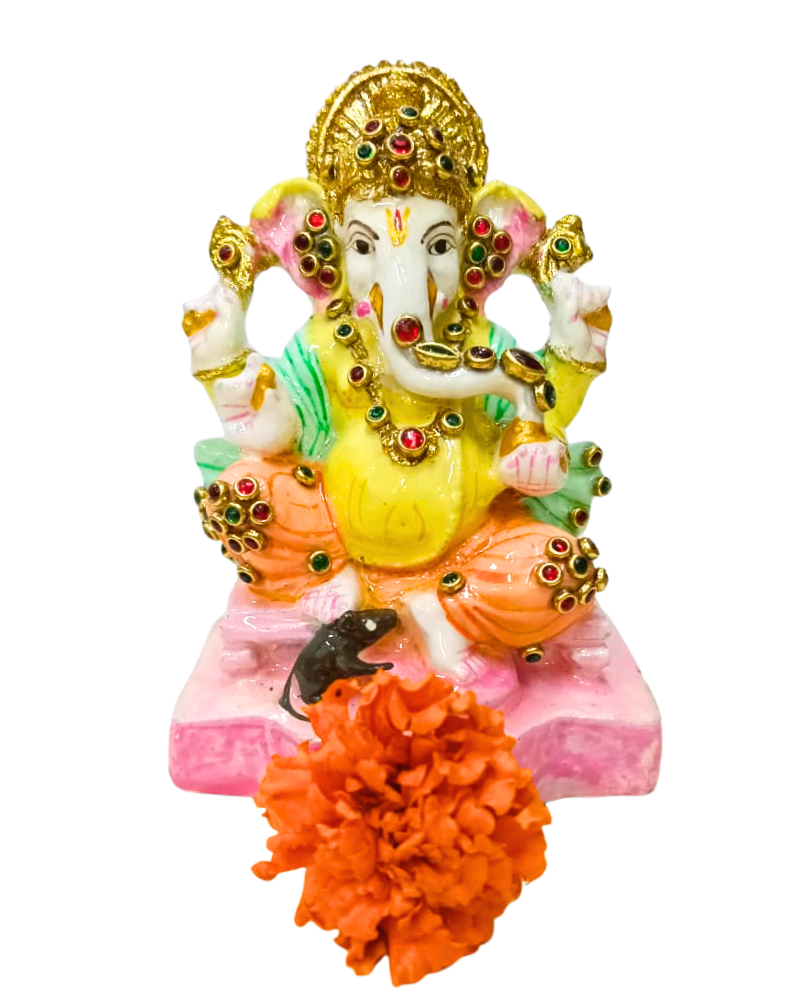 Ganesha Idol in Resin with Stone Embellishments ‚Äì 4"