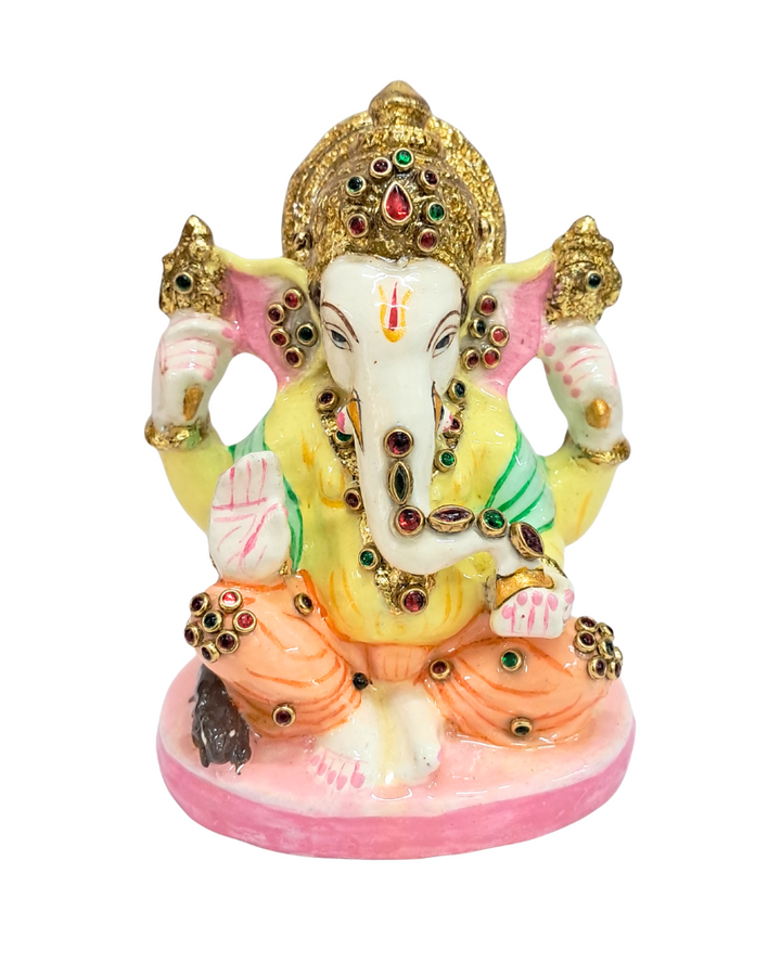Ganesha Idol in Resin with Stone Embellishments ‚Äì 4"