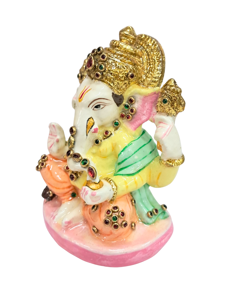 Ganesha Idol in Resin with Stone Embellishments ‚Äì 4"