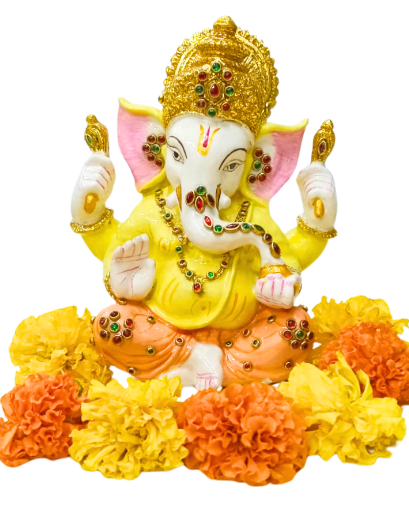 Ganesha Idol in Resin with Stone Embellishments ‚Äì 6"