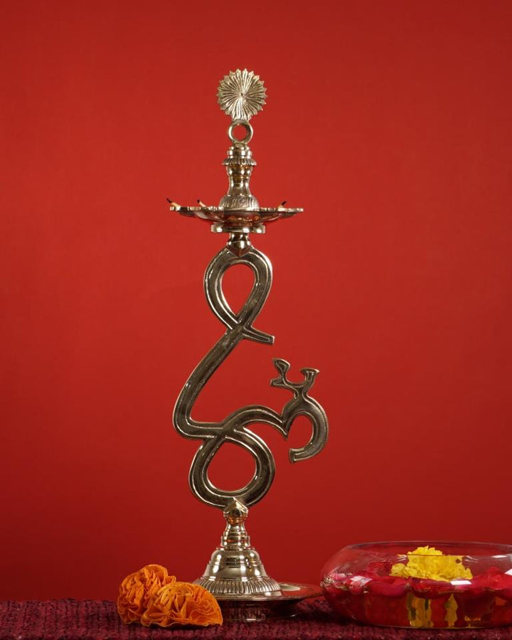 Brass Om Lamp - Traditional Diya Stand (Available in 4 Sizes)