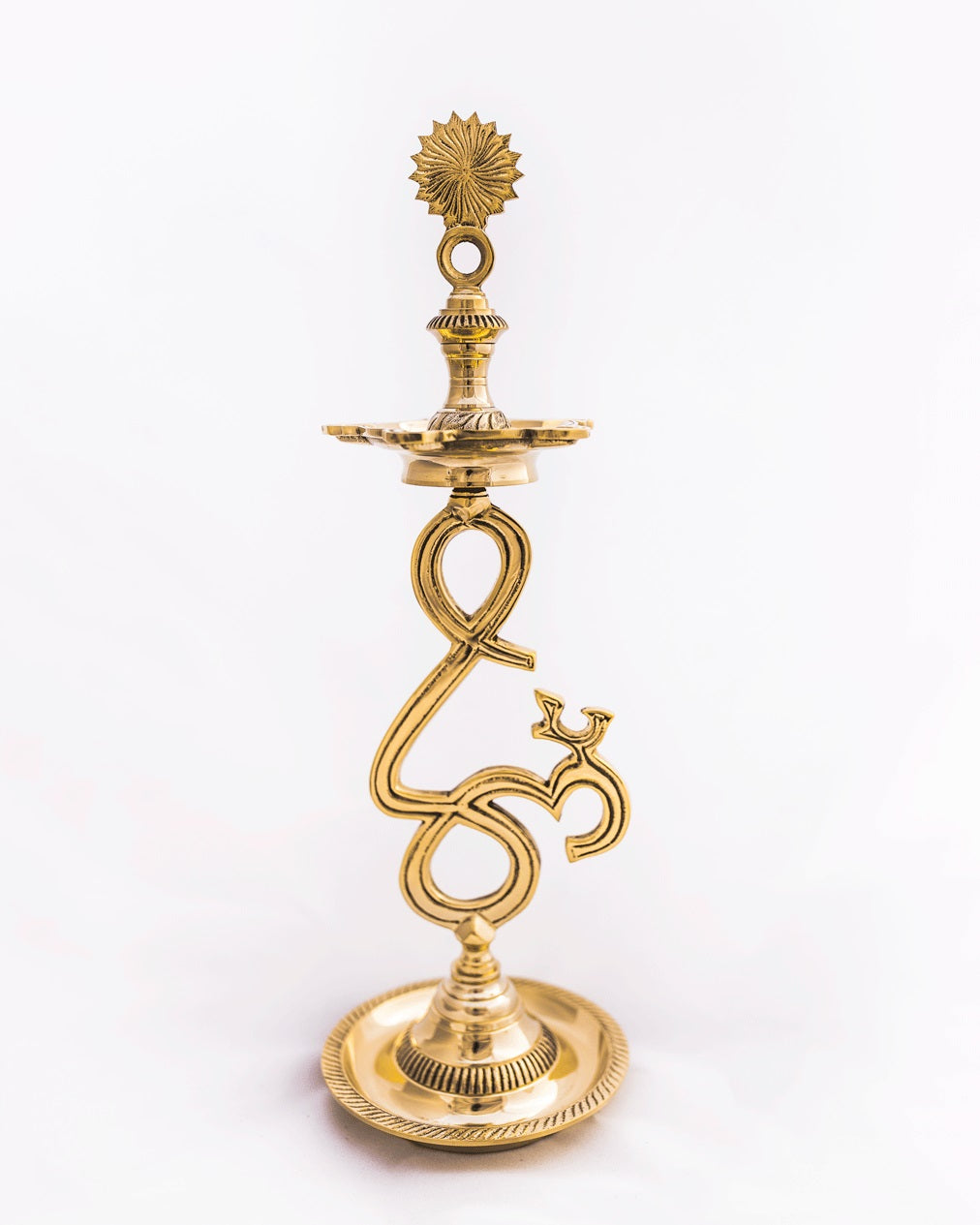 Brass Om Lamp - Traditional Diya Stand (Available in 4 Sizes)