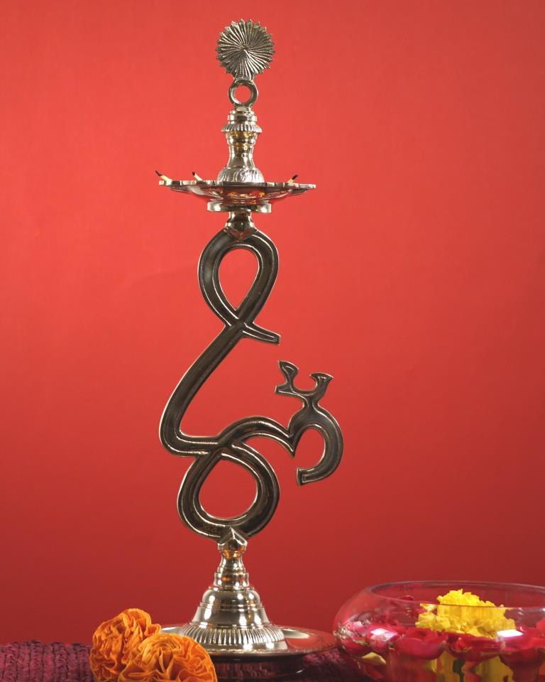 Brass Om Lamp - Traditional Diya Stand (Available in 4 Sizes)