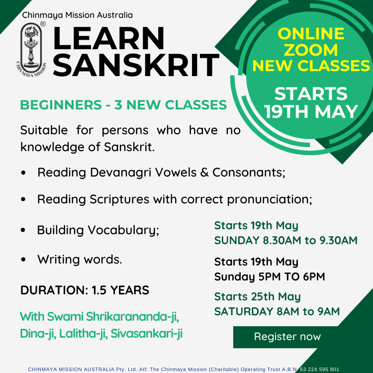 New Sanskrit Beginners Classes - Per Term - concession / retired