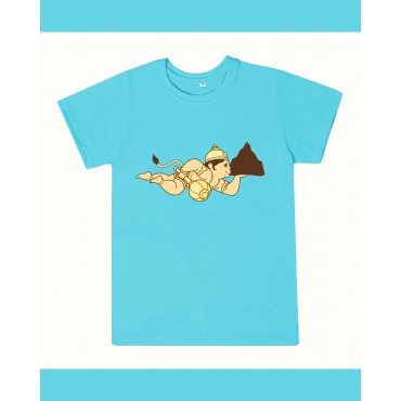 T-Shirt: Kids - Hanuman Flying - Aqua