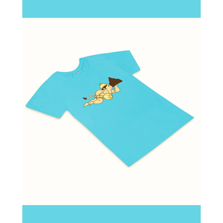 T-Shirt: Kids - Hanuman Flying - Aqua