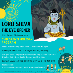 Holiday Program - Brisbane south side - Lord Shiva - The Eye Opener!